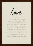 Love Word of Intention Framed print 21x29.7 cm / 8x12" Dark wood frame Linen paper