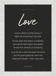 Love Word of Intention Framed print 21x29.7 cm / 8x12" White frame Carbon paper