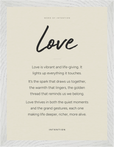 Love Word of Intention Framed print 30x40 cm / 12x16″ White frame Linen paper