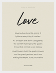 Love Word of Intention Framed print 30x40 cm / 12x16″ White frame Linen paper