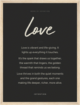 Love Word of Intention Framed print 30x40 cm / 12x16″ Wood frame Carbon paper