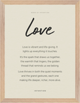 Love Word of Intention Framed print 30x40 cm / 12x16″ Wood frame Linen paper