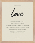 Love Word of Intention Framed print 40x50 cm / 16x20″ Wood frame Linen paper