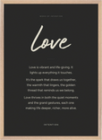Love Word of Intention Framed print 50x70 cm / 20x28″ Wood frame Carbon paper