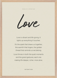 Love Word of Intention Framed print 50x70 cm / 20x28″ Wood frame Linen paper