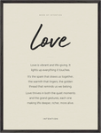Love Word of Intention Framed print 60x80 cm / 24x32″ Black frame Linen paper