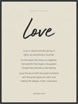 Love Word of Intention Framed print 60x80 cm / 24x32″ Black frame Linen paper