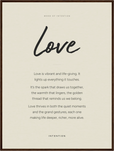 Love Word of Intention Framed print 60x80 cm / 24x32″ Dark wood frame Linen paper