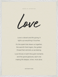Love Word of Intention Framed print 60x80 cm / 24x32″ White frame Linen paper