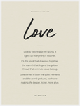 Love Word of Intention Framed print 60x80 cm / 24x32″ White frame Linen paper