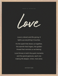 Love Word of Intention Framed print 60x80 cm / 24x32″ Wood frame Carbon paper