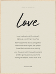 Love Word of Intention Framed print 60x80 cm / 24x32″ Wood frame Linen paper