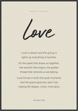 Love Word of Intention Framed print 70x100 cm / 28x40″ Black frame Linen paper