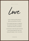 Love Word of Intention Framed print 70x100 cm / 28x40″ Dark wood frame Linen paper
