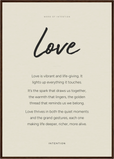 Love Word of Intention Framed print A1 (59.4 x 84.1 cm) Dark wood frame Linen paper