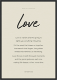 Love Word of Intention Framed print A2 (42 x 59.4 cm) Black frame Linen paper