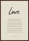 Love Word of Intention Framed print A2 (42 x 59.4 cm) Dark wood frame Linen paper