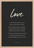 Love Word of Intention Framed print A2 (42 x 59.4 cm) Wood frame Carbon paper