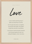 Love Word of Intention Framed print A2 (42 x 59.4 cm) Wood frame Linen paper