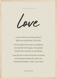 Love Word of Intention Framed print A2 (42 x 59.4 cm) Wood frame Linen paper