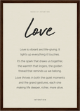 Love Word of Intention Framed print A3 (29.7 x 42 cm) Dark wood frame Linen paper