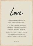 Love Word of Intention Framed print A3 (29.7 x 42 cm) Wood frame Linen paper
