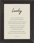 Lucky Word of Intention Framed print 13x18 cm / 5x7″ Black frame Linen paper