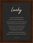 Lucky Word of Intention Framed print 13x18 cm / 5x7″ Dark wood frame Carbon paper