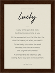 Lucky Word of Intention Framed print 13x18 cm / 5x7″ Dark wood frame Linen paper