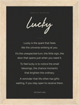 Lucky Word of Intention Framed print 13x18 cm / 5x7″ Wood frame Carbon paper