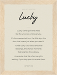 Lucky Word of Intention Framed print 13x18 cm / 5x7″ Wood frame Linen paper