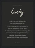 Lucky Word of Intention Framed print 21x29.7 cm / 8x12" Black frame Carbon paper