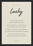 Lucky Word of Intention Framed print 21x29.7 cm / 8x12" Black frame Linen paper