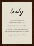 Lucky Word of Intention Framed print 21x29.7 cm / 8x12" Dark wood frame Linen paper