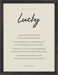 Lucky Word of Intention Framed print 30x40 cm / 12x16″ Black frame Linen paper