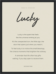 Lucky Word of Intention Framed print 30x40 cm / 12x16″ Black frame Linen paper