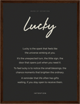 Lucky Word of Intention Framed print 30x40 cm / 12x16″ Dark wood frame Carbon paper