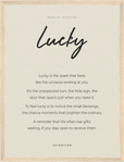 Lucky Word of Intention Framed print 30x40 cm / 12x16″ Wood frame Linen paper
