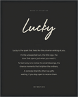 Lucky Word of Intention Framed print 40x50 cm / 16x20″ Black frame Carbon paper