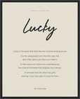 Lucky Word of Intention Framed print 40x50 cm / 16x20″ Black frame Linen paper