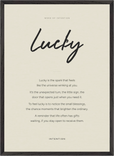Lucky Word of Intention Framed print 50x70 cm / 20x28″ Black frame Linen paper