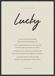 Lucky Word of Intention Framed print 50x70 cm / 20x28″ Black frame Linen paper