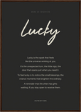 Lucky Word of Intention Framed print 50x70 cm / 20x28″ Dark wood frame Carbon paper