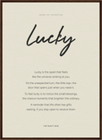 Lucky Word of Intention Framed print 50x70 cm / 20x28″ Dark wood frame Linen paper