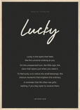 Lucky Word of Intention Framed print 50x70 cm / 20x28″ Wood frame Carbon paper