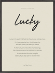 Lucky Word of Intention Framed print 60x80 cm / 24x32″ Black frame Linen paper