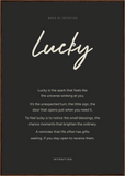 Lucky Word of Intention Framed print 70x100 cm / 28x40″ Dark wood frame Carbon paper
