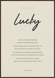 Lucky Word of Intention Framed print 70x100 cm / 28x40″ Dark wood frame Linen paper