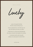 Lucky Word of Intention Framed print A1 (59.4 x 84.1 cm) Dark wood frame Linen paper