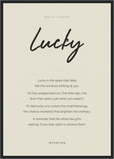 Lucky Word of Intention Framed print A2 (42 x 59.4 cm) Black frame Linen paper